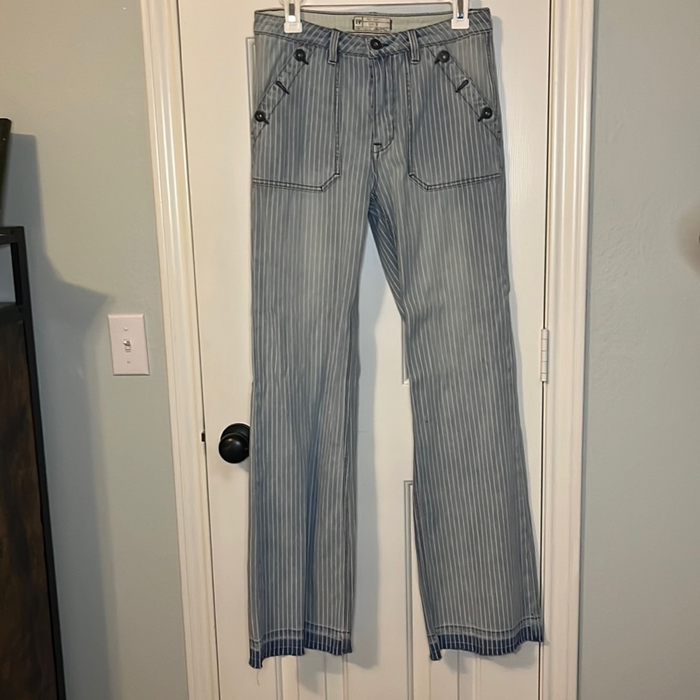 Free People Women’s Size 27 Striped Railroad Jeans
